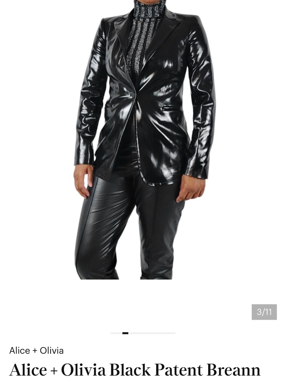 NWT Alice and Olivia Black  Patent Leather Blazer size 4
